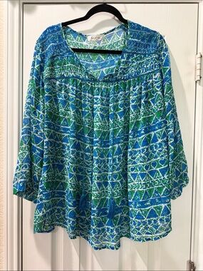 Vince Camuto Printed Women’s Peasant Top 2X